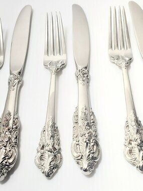 Godinger Baroque Silverplate Flatware 10 Pieces – 5 Dinner Knives & 5 Forks